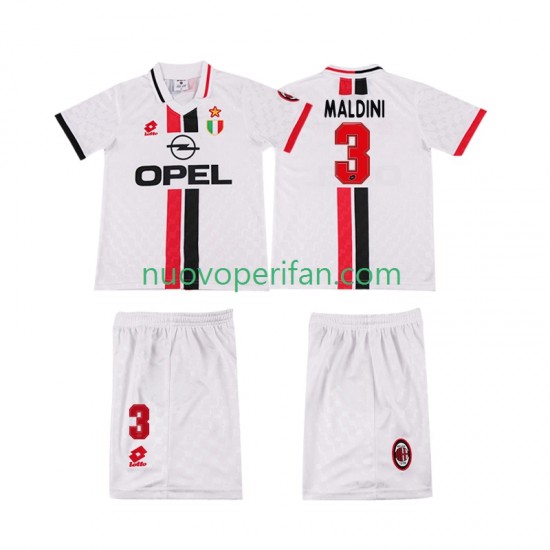 Maglie da Calcio AC Milan MALDINI 3 1996 1997 Retro Bambino Trasferta Tenuta Maniche Corte