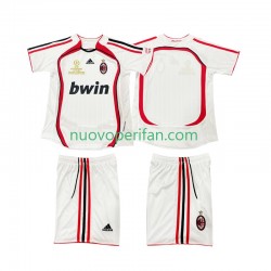 Maglie da Calcio AC Milan 2007 Retro Bambino Trasferta Tenuta 2006 Maniche Corte