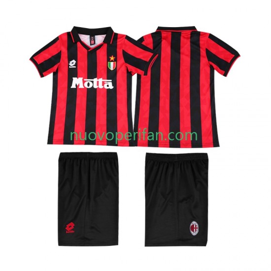 Maglie da Calcio AC Milan 1993 Retro Bambino Prima Tenuta 1994 Maniche Corte