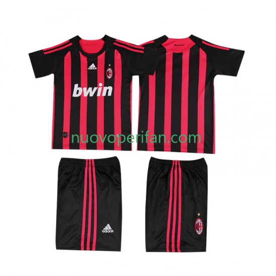 Maglie da Calcio AC Milan 2009 Retro Bambino Prima Tenuta 2008 Maniche Corte