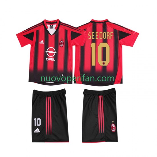 Maglie da Calcio AC Milan SEEDORF 10 2005 Retro Bambino Prima Tenuta 2004 Maniche Corte