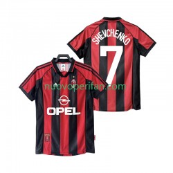 Maglie da Calcio AC Milan SHEVCHENKO 7 Retro Uomo Prima Tenuta 1998 1999 Maniche Corte