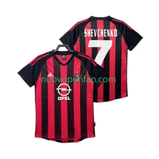 Maglie da Calcio AC Milan SHEVCHENKO 7 2003 Retro Uomo Prima Tenuta 2002 Maniche Corte
