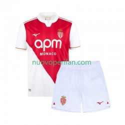 Maglie da Calcio AS Monaco Bambino Prima Tenuta 2025-2026 Maniche Corte