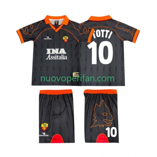 Maglie da Calcio AS Roma TOTTI 10 2000 Retro Bambino Trasferta Tenuta 1999 Maniche Corte