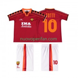 Maglie da Calcio AS Roma TOTTI 10 Retro Bambino Prima Tenuta 1998 1999 Maniche Corte