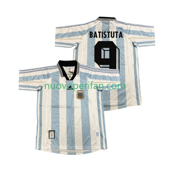 Maglie da Calcio Argentina BATISUTA 9 Retro Uomo Prima Tenuta 1998 Maniche Corte