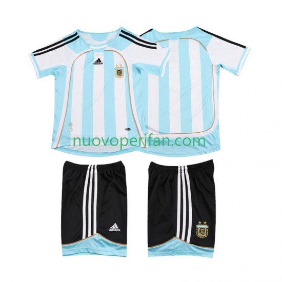 Maglie da Calcio Argentina 2007 Retro Bambino Prima Tenuta 2006 Maniche Corte