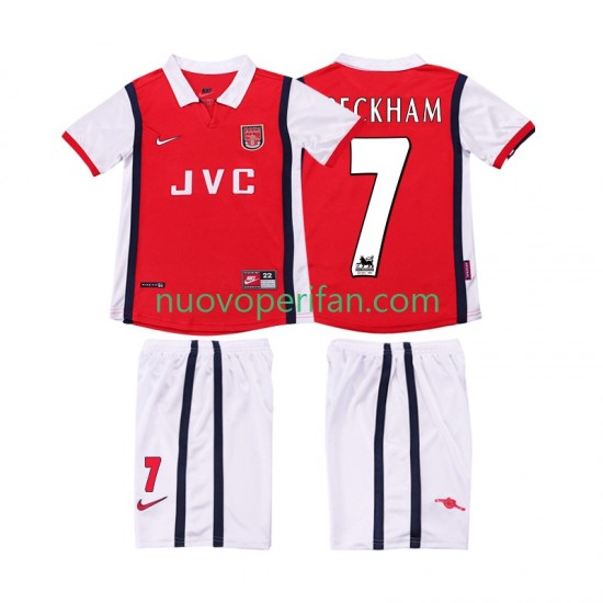 Maglie da Calcio Arsenal BECKHAM 7 Retro Bambino Prima Tenuta 1998 1999 Maniche Corte