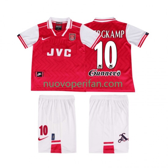 Maglie da Calcio Arsenal BERGKAMP 10 1996 1997 Retro Bambino Prima Tenuta Maniche Corte