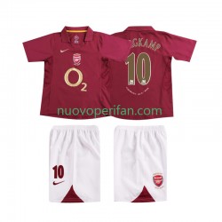 Maglie da Calcio Arsenal BERGKAMP 10 2005 Retro Bambino Prima Tenuta 2006 Maniche Corte