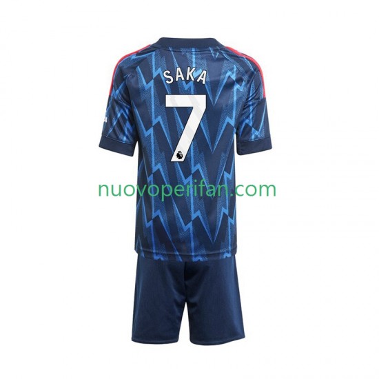 Maglie da Calcio Arsenal Bukayo Saka 7 Bambino Trasferta Tenuta 2025-2026 Maniche Corte