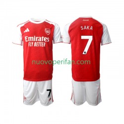 Maglie da Calcio Arsenal Bukayo Saka 7 Bambino Prima Tenuta 2025-2026 Maniche Corte