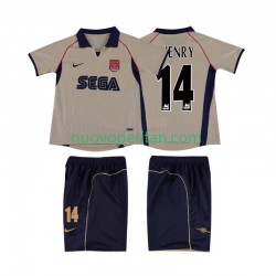 Maglie da Calcio Arsenal Thierry Henry 14 2001 Retro Bambino Trasferta Tenuta 2002 Maniche Corte
