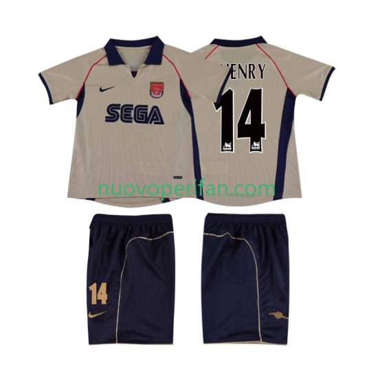 Maglie da Calcio Arsenal Thierry Henry 14 2001 Retro Bambino Trasferta Tenuta 2002 Maniche Corte