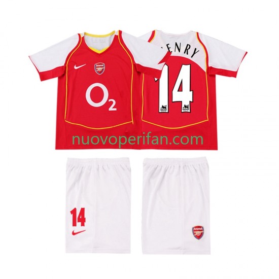 Maglie da Calcio Arsenal Thierry Henry 14 2005 Retro Bambino Prima Tenuta 2004 Maniche Corte