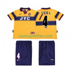 Maglie da Calcio Arsenal VIEIRA 4 1997 Retro Bambino Trasferta Tenuta 1999 Maniche Corte