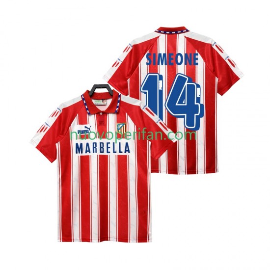 Maglie da Calcio Atlético Madrid SIMEONE 14 1995 Retro Uomo Prima Tenuta 1994 Maniche Corte