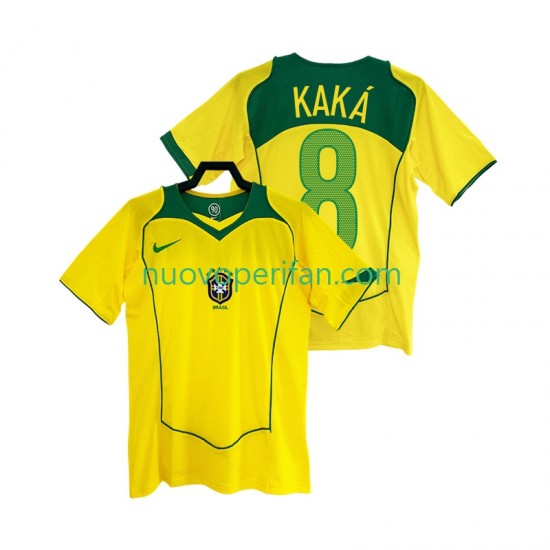 Maglie da Calcio Brasile KAKA 8 Retro Uomo Prima Tenuta 2004 Maniche Corte