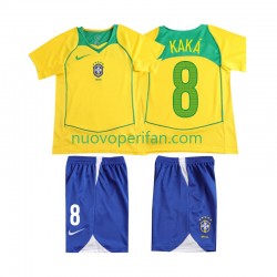 Maglie da Calcio Brasile KAKA 8 Retro Bambino Prima Tenuta 2004 Maniche Corte