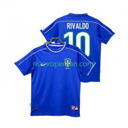 Maglie da Calcio Brasile RIVALDO 10 Retro Uomo Trasferta Tenuta 1998 Maniche Corte