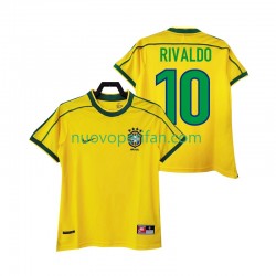 Maglie da Calcio Brasile RIVALDO 10 Retro Uomo Prima Tenuta 1998 Maniche Corte
