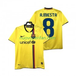 Maglie da Calcio FC Barcelona A INIESTA 8 2009 Retro Uomo Trasferta Tenuta 2008 Maniche Corte