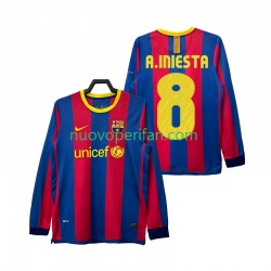 Maglie da Calcio FC Barcelona A INIESTA 8 Retro Uomo Prima Tenuta 2011 2010 Maniche Lunghe