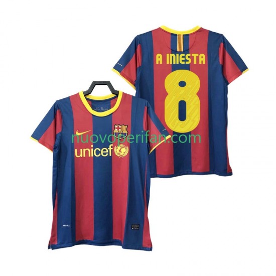 Maglie da Calcio FC Barcelona A INIESTA 8 Retro Uomo Prima Tenuta 2011 2010 Maniche Corte