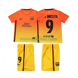 Maglie da Calcio FC Barcelona A INIESTA 9 2012 2013 Retro Bambino Trasferta Tenuta Maniche Corte