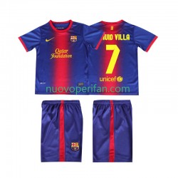 Maglie da Calcio FC Barcelona DAUID VILLA 7 2012 2013 Retro Bambino Prima Tenuta Maniche Corte