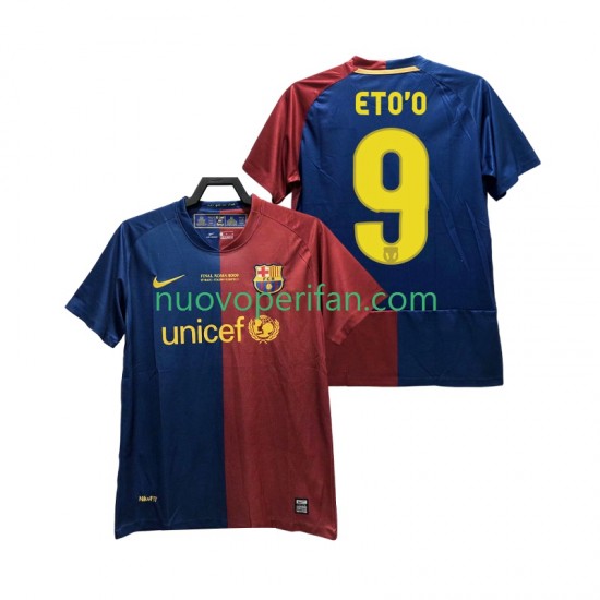 Maglie da Calcio FC Barcelona ETO O 9 Champions League 2009 Retro Uomo Prima Tenuta 2008 Maniche Corte