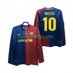 Maglie da Calcio FC Barcelona Lionel Messi 10 Champions League 2009 Retro Uomo Prima Tenuta 2008 Maniche Lunghe