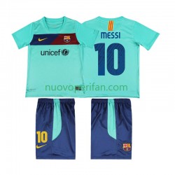 Maglie da Calcio FC Barcelona Lionel Messi 10 Retro Bambino Trasferta Tenuta 2011 2010 Maniche Corte
