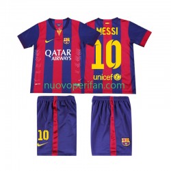 Maglie da Calcio FC Barcelona Lionel Messi 10 2014 2015 Retro Bambino Prima Tenuta Maniche Corte