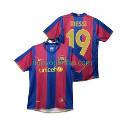 Maglie da Calcio FC Barcelona Lionel Messi 19 2007 Retro Uomo Prima Tenuta 2008 Maniche Corte