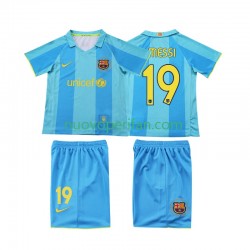 Maglie da Calcio FC Barcelona Lionel Messi 19 2007 Retro Bambino Trasferta Tenuta 2008 Maniche Corte