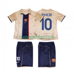 Maglie da Calcio FC Barcelona RIVALDO 10 2001 Retro Bambino Trasferta Tenuta 2002 Maniche Corte