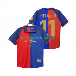 Maglie da Calcio FC Barcelona RIVALDO 11 1990 2000 Retro Uomo Prima Tenuta Maniche Corte