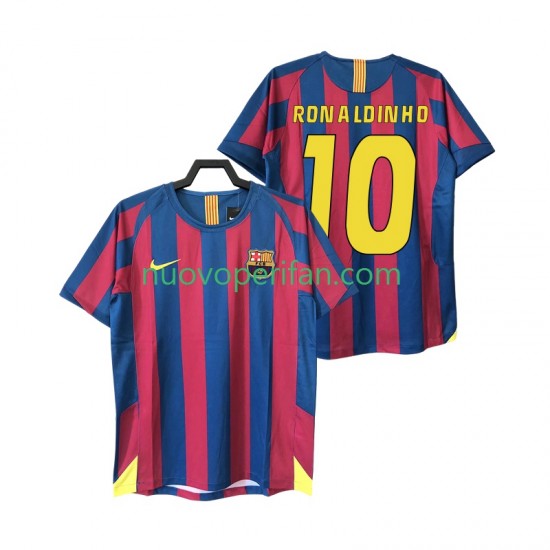 Maglie da Calcio FC Barcelona RONALDINHO 10 2005 Retro Uomo Prima Tenuta 2006 Maniche Corte