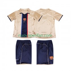 Maglie da Calcio FC Barcelona 2001 Retro Bambino Trasferta Tenuta 2002 Maniche Corte