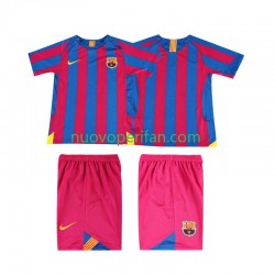 Maglie da Calcio FC Barcelona 2005 Retro Bambino Prima Tenuta 2006 Maniche Corte