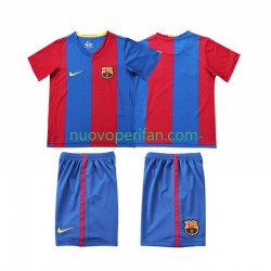 Maglie da Calcio FC Barcelona 2007 Retro Bambino Prima Tenuta 2006 Maniche Corte