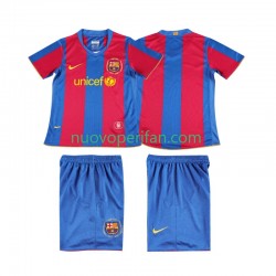 Maglie da Calcio FC Barcelona 2007 Retro Bambino Prima Tenuta 2008 Maniche Corte