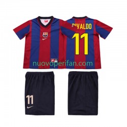 Maglie da Calcio FC Barcelona Ronaldo 11 Retro Bambino Prima Tenuta 1998 1999 Maniche Corte