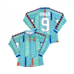 Maglie da Calcio FC Barcelona Ronaldo 9 1996 1997 Retro Uomo Trasferta Tenuta Maniche Lunghe