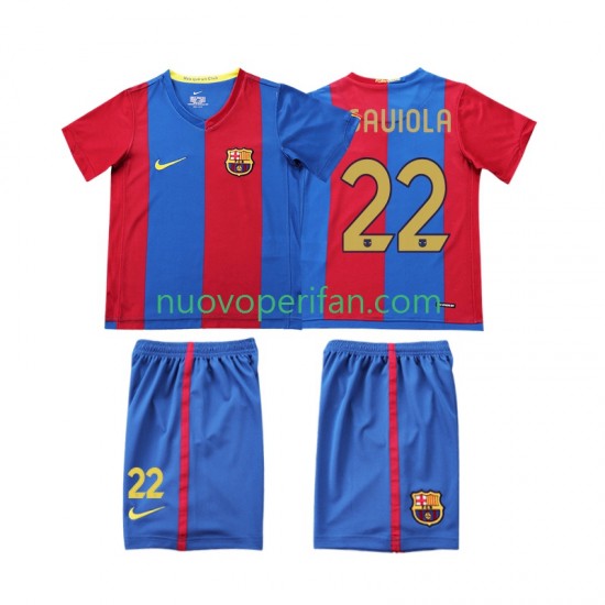 Maglie da Calcio FC Barcelona SAUIOLA 22 2007 Retro Bambino Prima Tenuta 2006 Maniche Corte