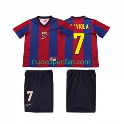 Maglie da Calcio FC Barcelona SAVIOLA 7 Retro Bambino Prima Tenuta 1998 1999 Maniche Corte