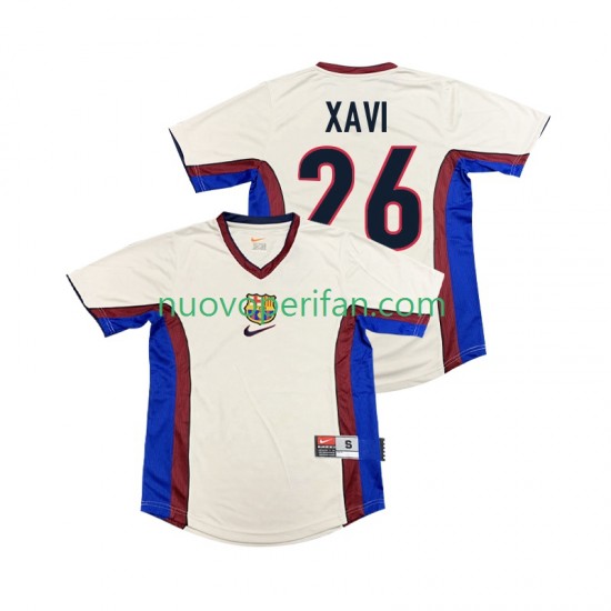 Maglie da Calcio FC Barcelona XAVI 26 Retro Uomo Trasferta Tenuta 1998 1999 Maniche Corte