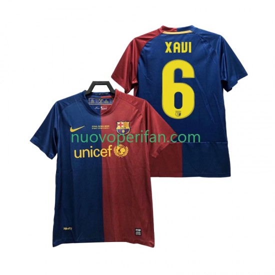 Maglie da Calcio FC Barcelona XAVI 6 Champions League 2009 Retro Uomo Prima Tenuta 2008 Maniche Corte